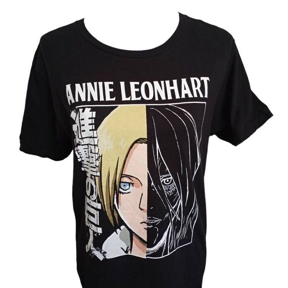 ATTACK ON TITAN T-SHIRT ANNIE LEONHART BLACK SZ.M EUC - Picture 2 of 4